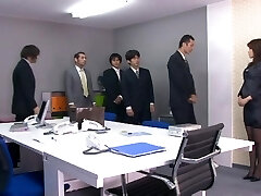 Stellar Asian diva yelling while her pussy is gangbanged hardcore in office