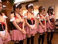 Five Japanese Babes in Costume with Ginormous Boobs to Play With