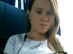 My Girlfriend is masturbating on public transportation and loving every second of it