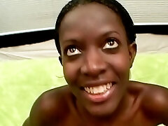 Super-steamy Ebony Teen Grateful For Her Euro Host She Gladly Sucks Him Off HARD And Guzzles His Cum