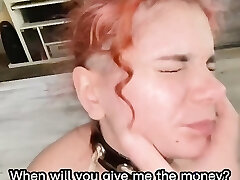 The redhead gets banged hard in the jaws for his debts