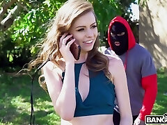 Horny masked dude makes submissive pale hottie Alex Blake inhale his dick