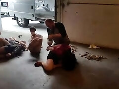 Funny - 8 bondaged ladies prepared for transportation