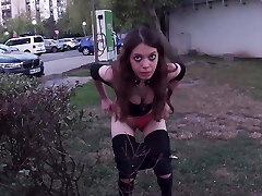 Outdoor extreme joy in front of strangers