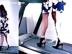 Chinese Chained Treadmill Walking in Heels