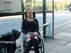 Paraprincess outdoor exhibitionism and flashing wheelchair bound honey show