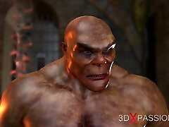 Cruel orcs fucks hard a teenager gal in the dark dungeon