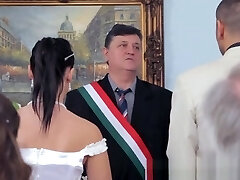 Beautiful bride predominated after the wedding