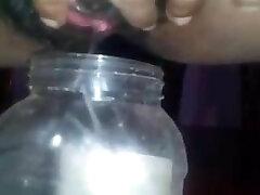 Sri Lankan Girl Pissing In a Bottle