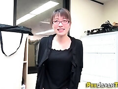 Kinky slut urinates in pants