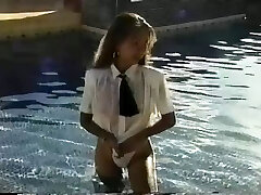 Outdoor solo scene where a fine looking cougar boasts on her sexy bosoms