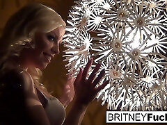 Luxurious blonde in a retro tease and solo