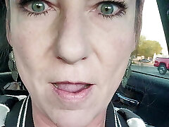 Cougar Masturbates and Squirts with Gigantic Cucumber in Grocery Store Parking Lot