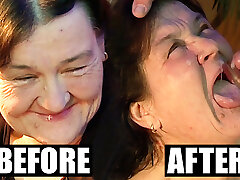 Very old granny didn't know spunk on her face