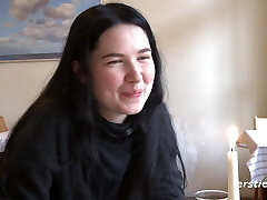 Sultry Sonja Rubs Her Teenage Pussy from Behind