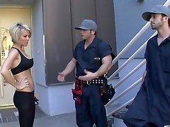 Gorgeous ash-blonde woman enjoys during MMF threesome - Kayla Synz