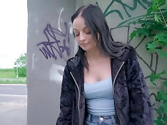 Amazing outdoors fucking with cute brunette babe Sydney Love