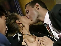 Warm hot young busty bitch loves hardcore anal threesome