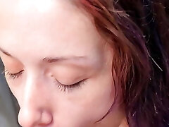 Gigantic Pineapple babe guzzles load she drains from my massive cock outside on the porch in daylight and doesn't care