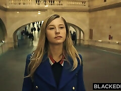 Slender blonde humped by enormous black cock