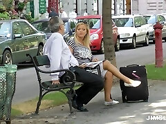 Curvy blond flight attendant gets humped firm by an older dude