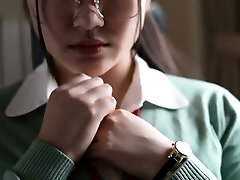 Real Asian teen with big orbs is making