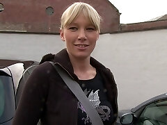 Amateur European woman stripping butt naked and masturbating