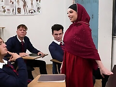 Hot school milf Kiki Daire gets fucked by many