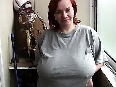 Amateur redhead shaves and strokes