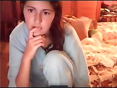 Cute spoiled white superslut on webcam pleasing herself