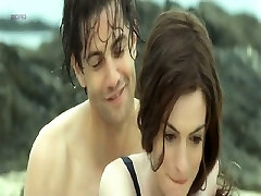 Anne Hathaway very first showing cleavage in lingerie, than we