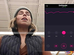 Public cumming in grocery store with Obese remote controlled vibrator