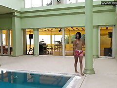 Lady Dee cute timid Czech teen swimming