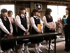 Schoolgirls get prepared for a field tour to work and one gets
