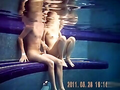 Naughty nudists enjoy banging hard underwater in the pool