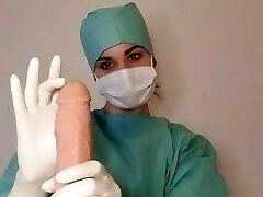 Handjob nurse mitten cum