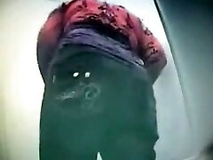 Hidden cam vid caught humungous ass of Russian brunette in the public toilet