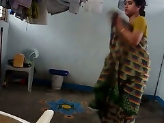 Indian first-timer housewife was caught on hidden cam while undressing