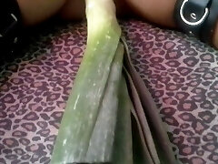 Orgasm thanks to the leek, big and long!! EXTREME INSERTION