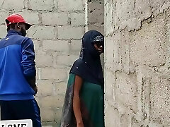 Fat-titted Nigerian slut fucking in an uncompleted building.