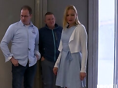 Young blonde Kitty Blair is fucked by two aged and insane dudes