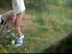 Outdoor blowage with exhibitionist german couple