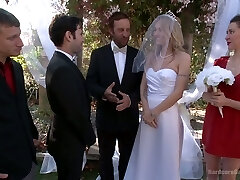 Blind folded bride Natasha Starr is torn up by groom and a few dudes