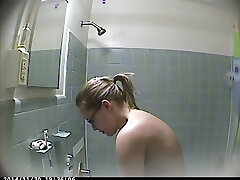 Check out hidden cam of my own wife taking a shower and flashing bra-stuffers