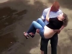 Drunk lady peeing in the parking Drunk lady peeing in the parking