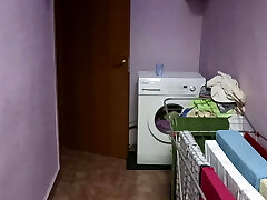 Teen doll went to dormitory toilet to pee and masturbate.