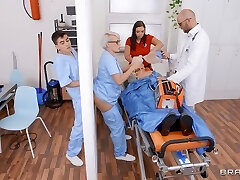 Big-chested mature nurse Angel Wicky ass fucked by her patient in the hospital