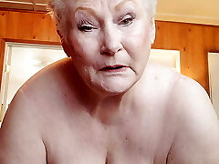 Ultra-kinky Granny Displaying Off Her Fat Pussy As She Rubs It With A Dildo