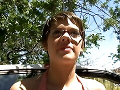 Brief Hair College Girl Haileey James Pickup and Fuck by White Monster Cock