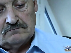 Grandpa boss fucks his sweet and silly young maid